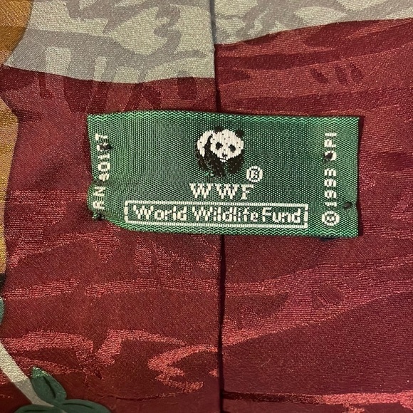 World Wildlife Fund Vintage Florida Everglades Silk Tie 1993 Deer Panther Egrets - Picture 3 of 16